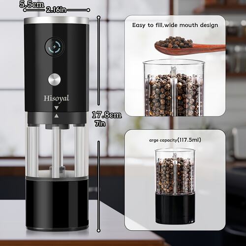 跨境电动胡椒可调节研磨器颗粒粗细可调全自动研磨器USB充电