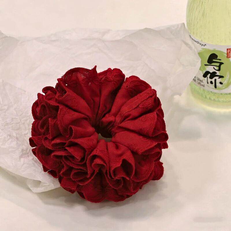 女童显白四层蓬松蕾丝边发圈百搭丸子马尾头绳儿童头饰