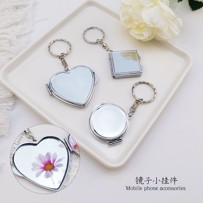 精致补妆镜手机挂链女生通用手机壳吊绳创意钥匙装饰挂件