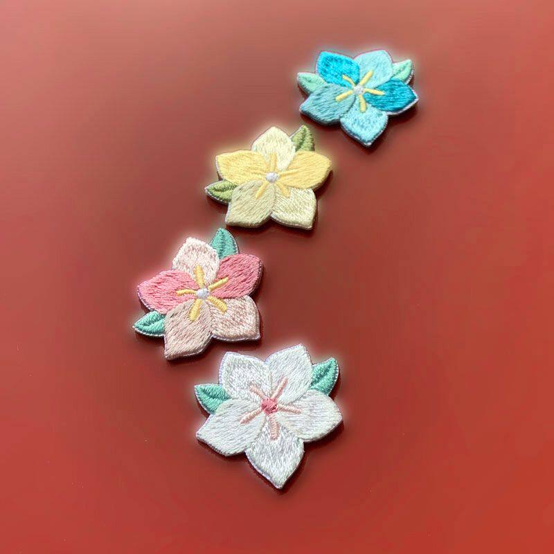 彩色可爱小花朵自粘布贴衣服diy粉色百搭破洞修补补丁