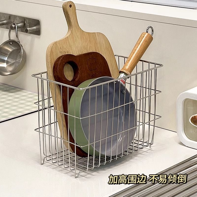厨房加厚铁艺收纳筐砧板锅盖沥水篮大容量菜板放置置物架