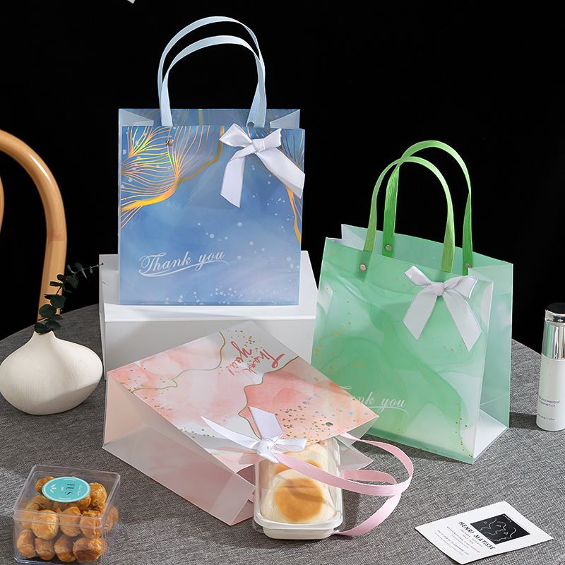 精美小号塑料透明手提礼品袋可爱小清新生日礼物伴手购物袋