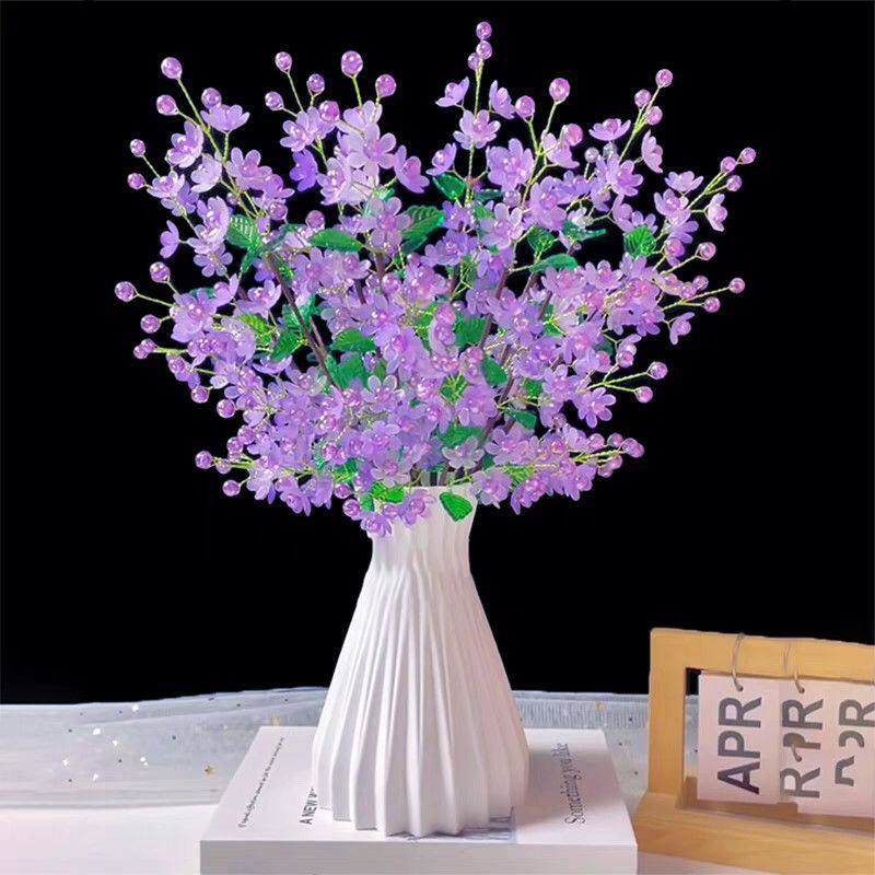 渐变色六瓣海棠花DIY编织材料包新款手工仿真花束装饰制品