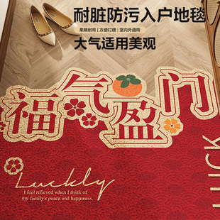 丝圈入户地垫出入平安龙年新年红防滑垫蹭土脚垫家用门外门口垫子