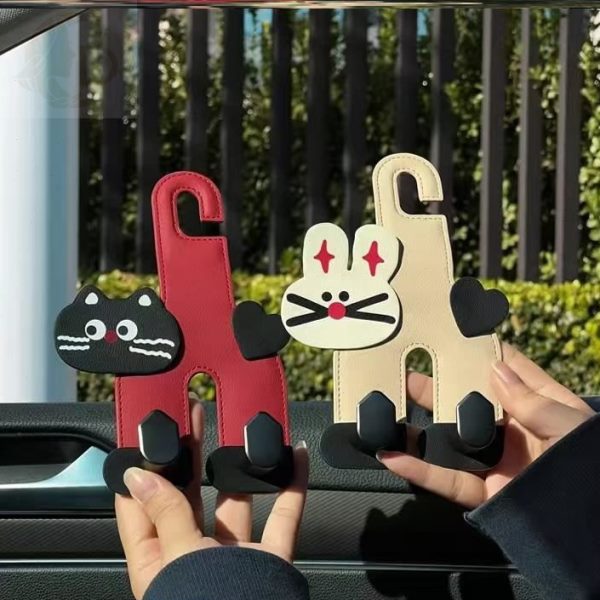 背卡通车载挂钩猫咪钩挂钩收纳式汽车座椅车内后排包包多功能