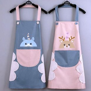 鹿厨房做饭韩版 围裙可爱可擦防水防油小污秒杀 手女卡通家用围裙防