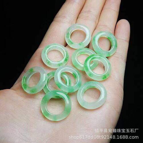 翡翠巴山翠20mm散件玉环diy饰品配饰玉石散珠批珠玉珠玉器岫玉