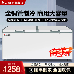 冷柜 志高铜管无霜冰柜商用大容量全冷冻冷藏柜一级节能速冻卧式