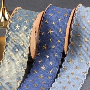加宽衣服边加宽边条印花牛仔缎带条星星改烫金 专业花边辅料高档裤