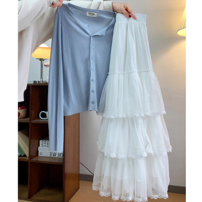 白色法式蓬蓬裙女春秋夏2026新款气质仙女a字半身裙芭蕾蛋糕裙子