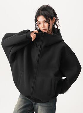 BWW-W10261KA式重磅廓形空气层卫衣开冬衫女男计秋加美绒加厚设感