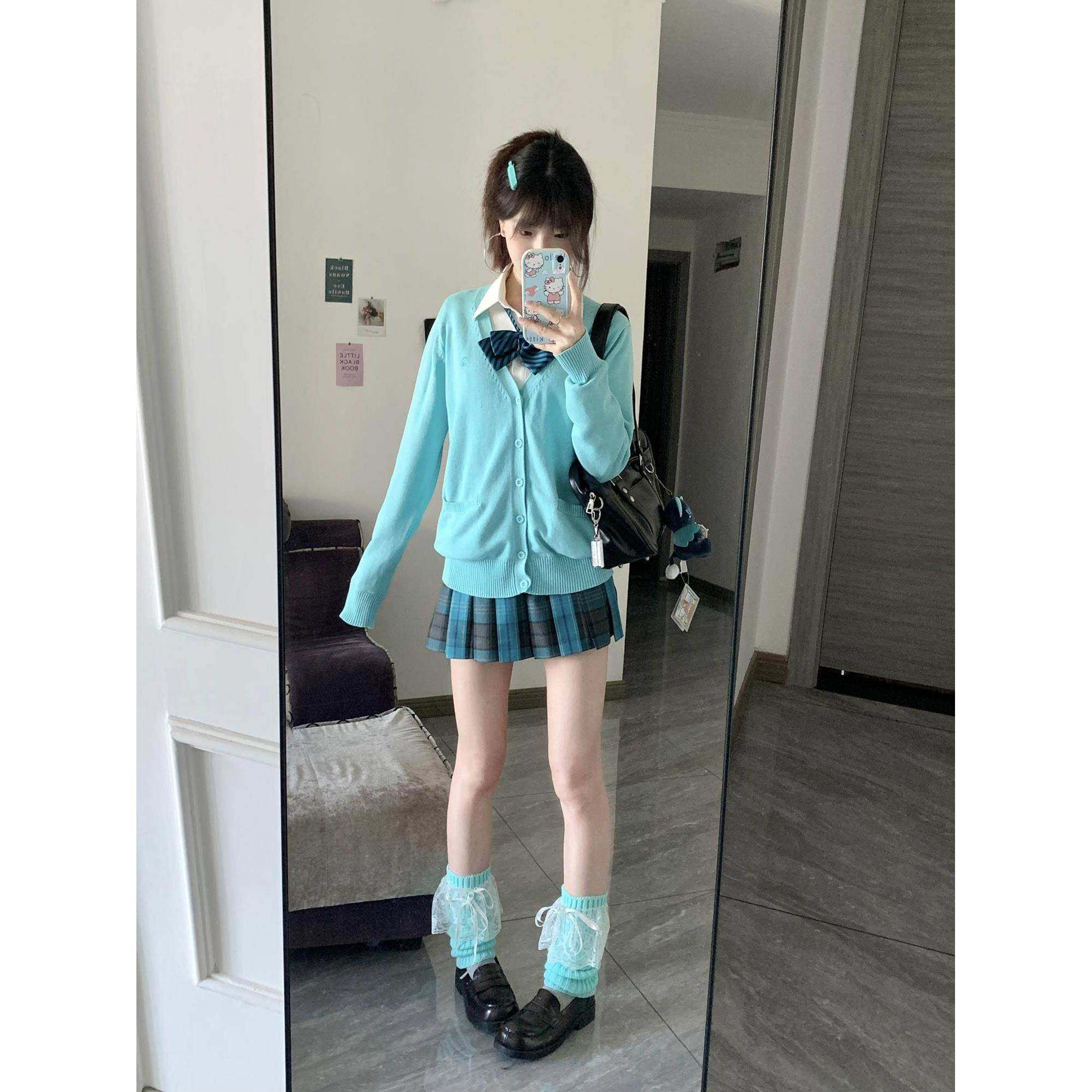 款夏日和风铃 基础套JK制服V领毛衣开衫日学院风针系织衫外SJQ上