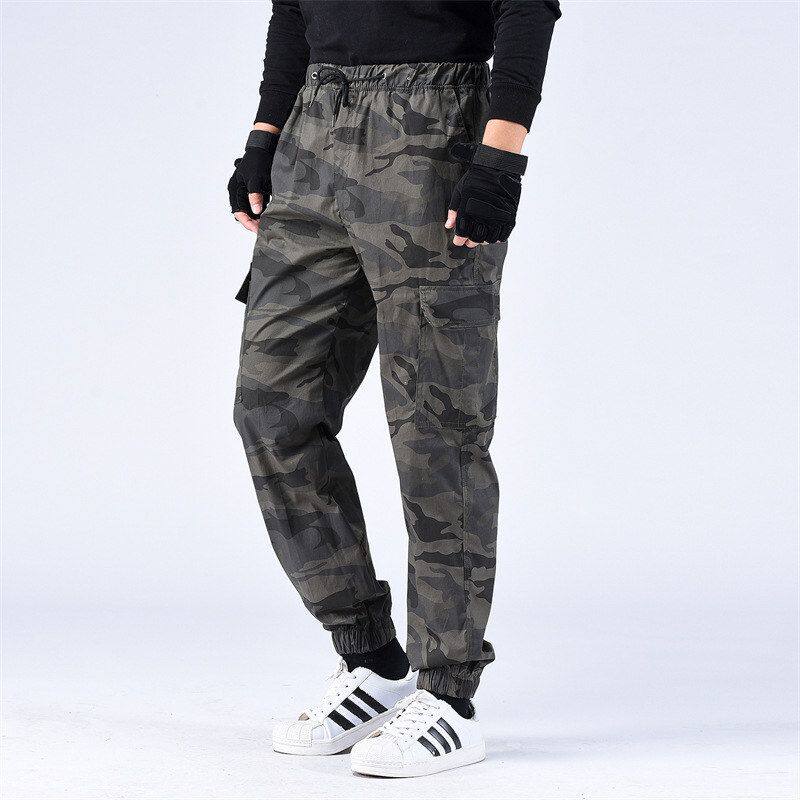 工作裤男劳保裤子耐磨耐脏宽松直筒束脚弹力工地上班迷彩裤男长裤