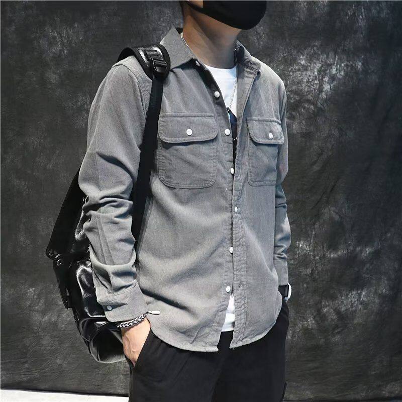 春秋季2023年男士潮流日系休闲宽松外套春天衣服外穿男款纯色上衣