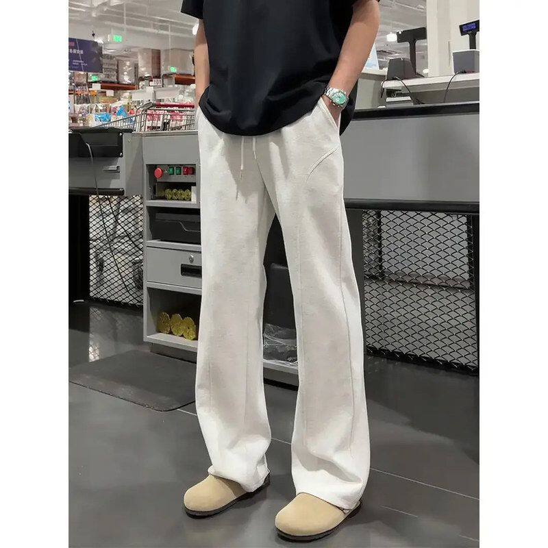 白花灰色斜切弯刀卫裤男款重磅直筒cleanfit美式休闲运动裤子春秋