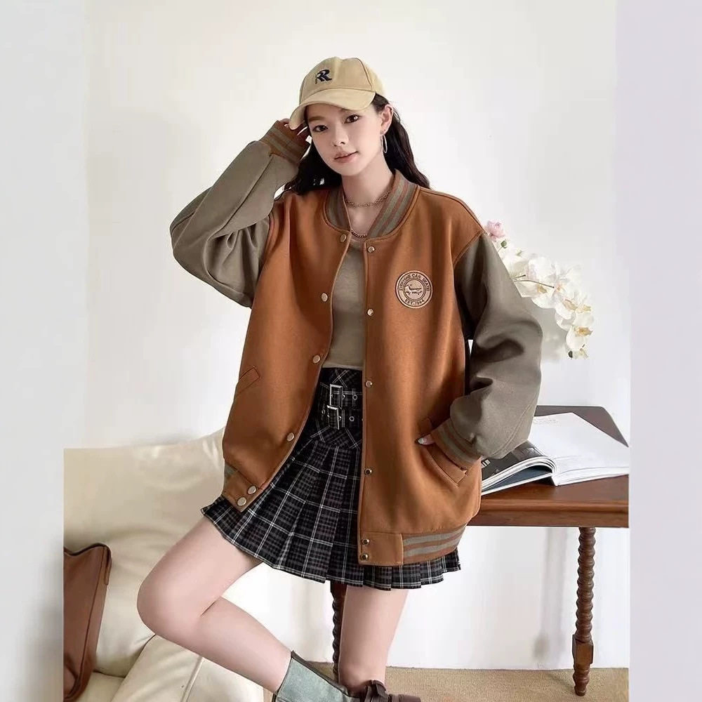 美式棒球服外套女2026春秋学院风气质美拉德棉衣服初高中学生卫衣