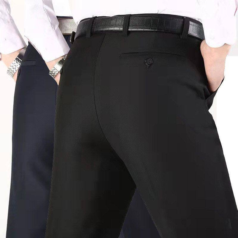 春秋冬季厚款商务休闲西裤男士西裤职业正装裤修身直筒西装裤男式