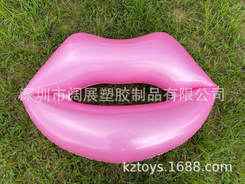 成人充气红嘴唇游泳圈玫瑰金红唇浮排水泡浮圈水上漂浮摄影道具