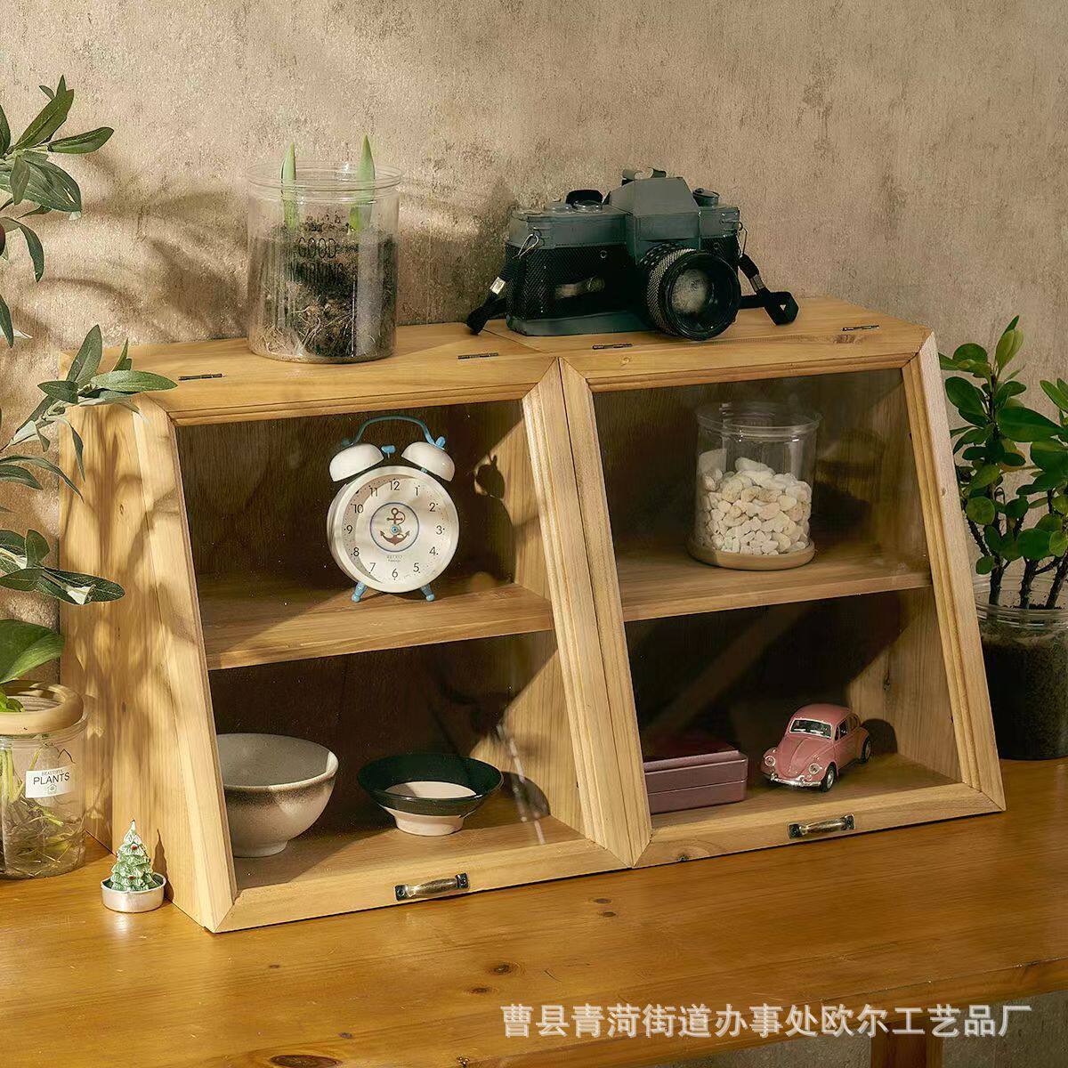 北欧洗手间多层玻璃芳尘柜客厅储物柜子厨房台面碗碟茶具收纳柜