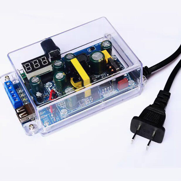 可调直流稳压电源 用于DIY制作套件供电 电子实验 带外壳24V12V1A
