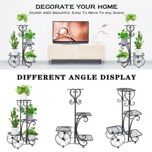 欧式铁艺置物架阳台落地式移动花盆架子多层家居客厅室外绿箩花架