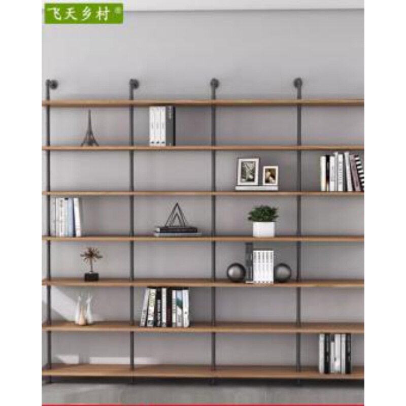 原木创意书架创意水管上墙铁艺置物架loft工业风实木大型架子