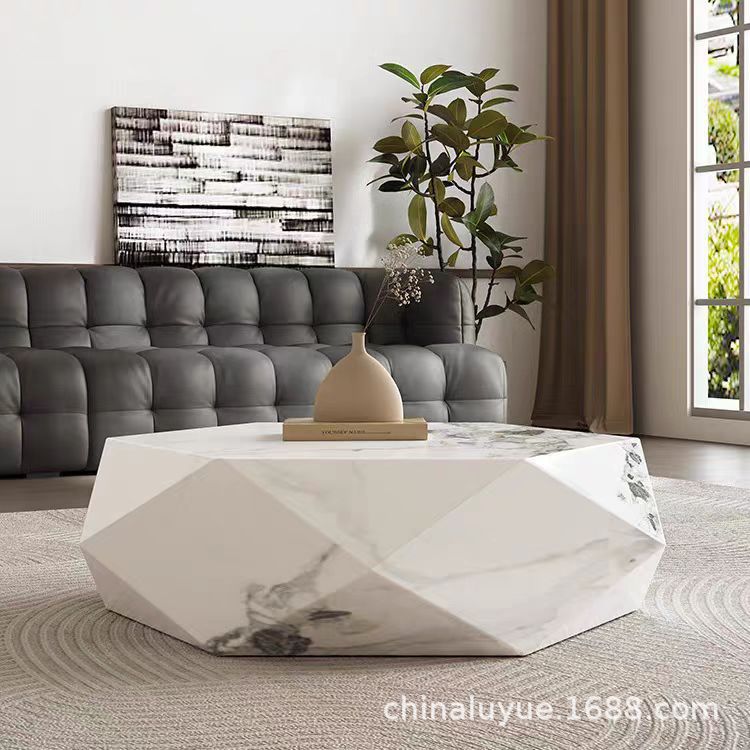 意式钻石款家用茶几小户型客厅现代简约设计师款创意个性岩板茶台