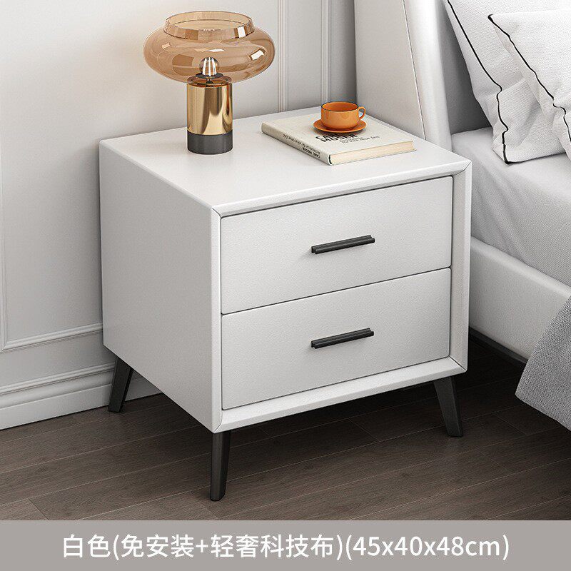 床头柜简约现代床边柜轻奢高级感皮质小型家用卧室实木收纳小柜子
