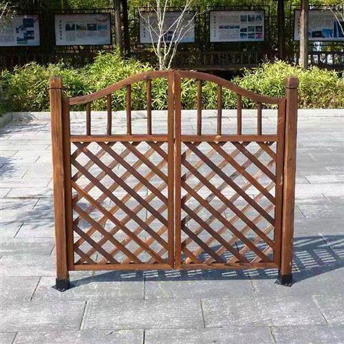 新款户外碳化复古防腐木门木栅栏门园艺栅栏门篱笆花园木门护栏双