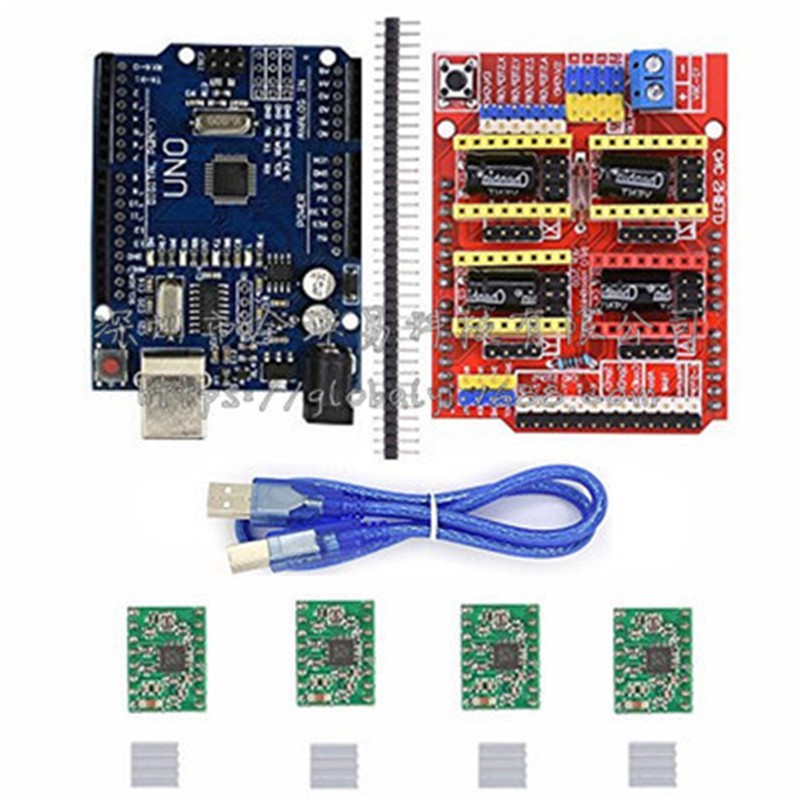 3D打印机uno V3控制板cnc shield 4个a4988雕刻机电机驱动套件