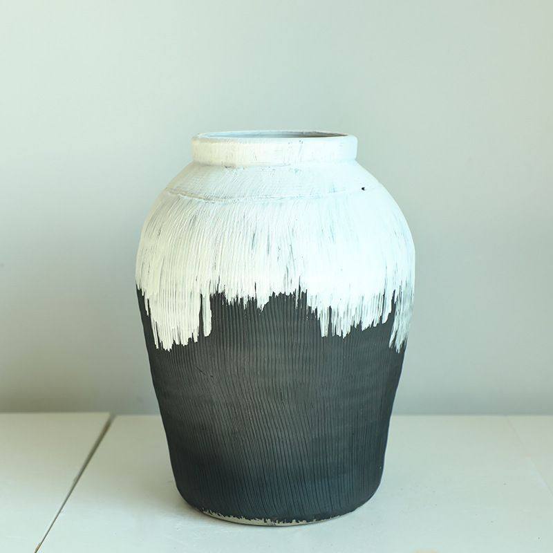 黑色复古老陶罐陶瓷花瓶禅意侘寂风陶罐摆件干花插花粗陶装饰,家居饰品,花瓶,淘宝优惠券,粉丝福利购,淘宝优惠卷