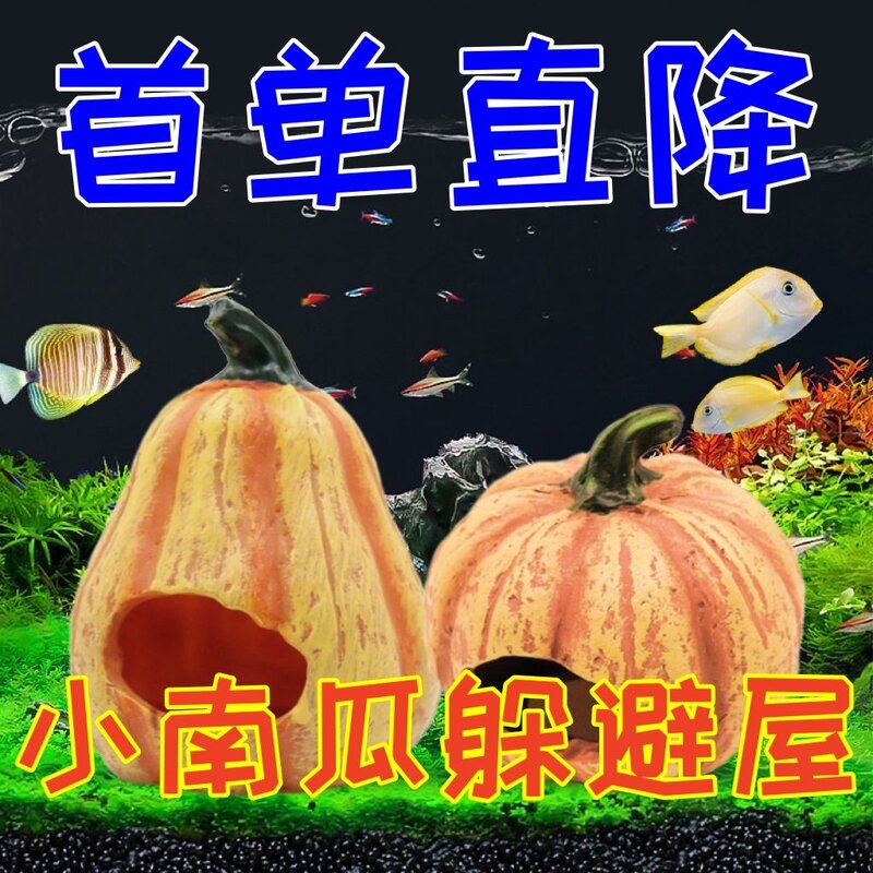 鱼虾迷你鹦鹉鱼繁殖躲藏罐鱼缸造景南瓜躲避屋景观摆件