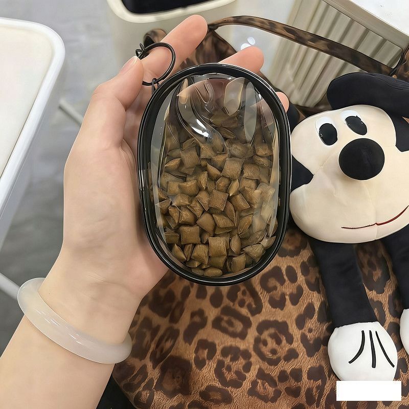 流浪猫狗专用爱心喂食包小巧便携带宠物户外零食收纳透明盒小包
