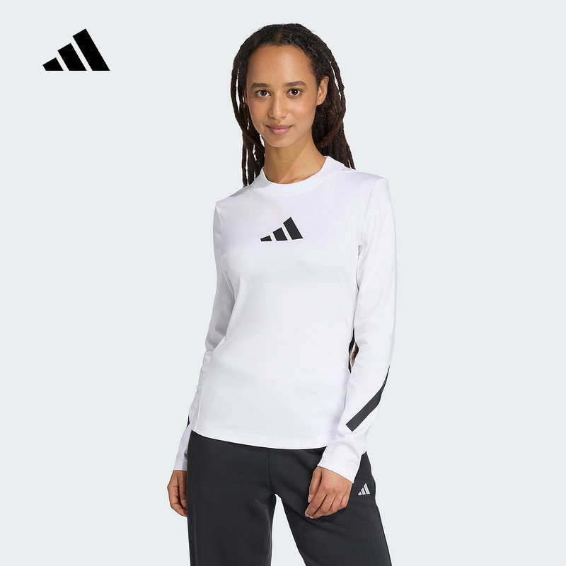 adidas阿迪达斯女真治愈黑标制服棉质收腰运动休闲长袖T恤KE4906