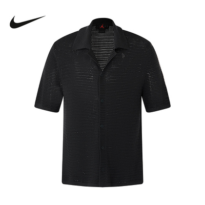 NIKE耐克男子短袖衬衫夏季Jordan网眼透气翻领半袖T恤HV0080-045