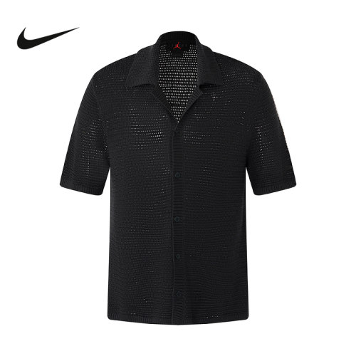 NIKE耐克男子短袖衬衫夏季Jordan网眼透气翻领半袖T恤HV0080-045