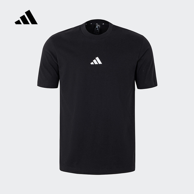 adidas阿迪达斯2025春新款男子棉运动休闲短袖T恤跑步服JY8562