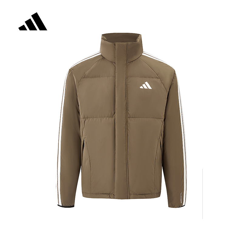 adidas阿迪达斯秋季新款男户外保暖拒水立领条纹短羽绒服 KC2488