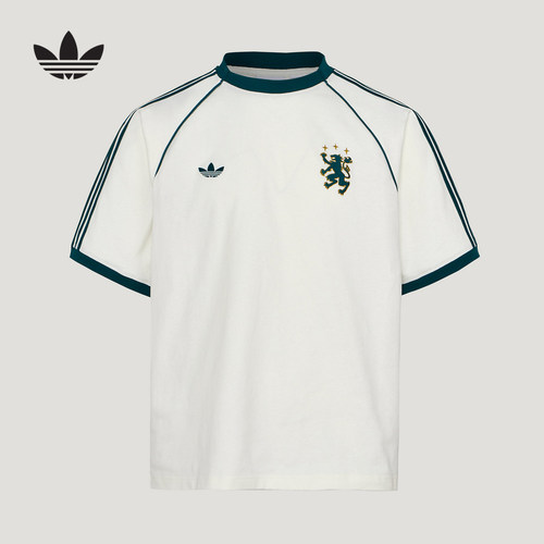 adidas阿迪达斯三叶草2026夏男三条纹纯棉运动休闲短袖T恤 KY2196