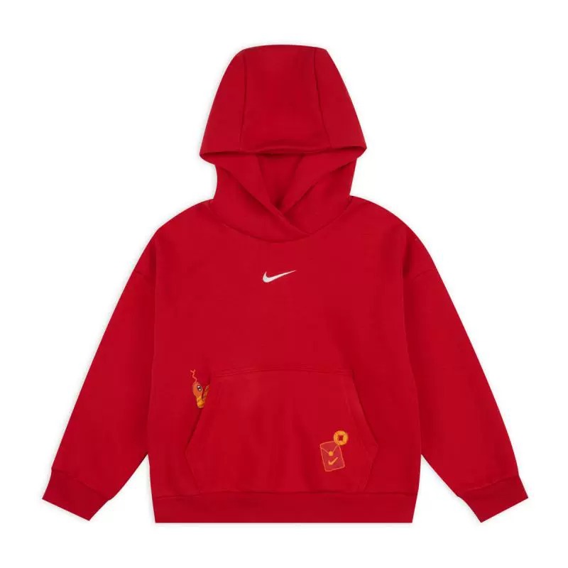 NIKE耐克童装2025春季中大童针织连帽休闲运动套头卫衣HV8956-657