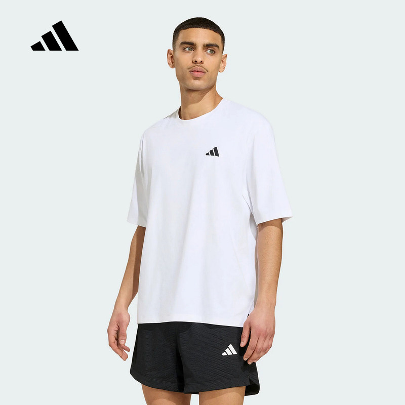 adidas阿迪达斯2026秋男速干运动圆领大号短袖T恤健身服 KS6419