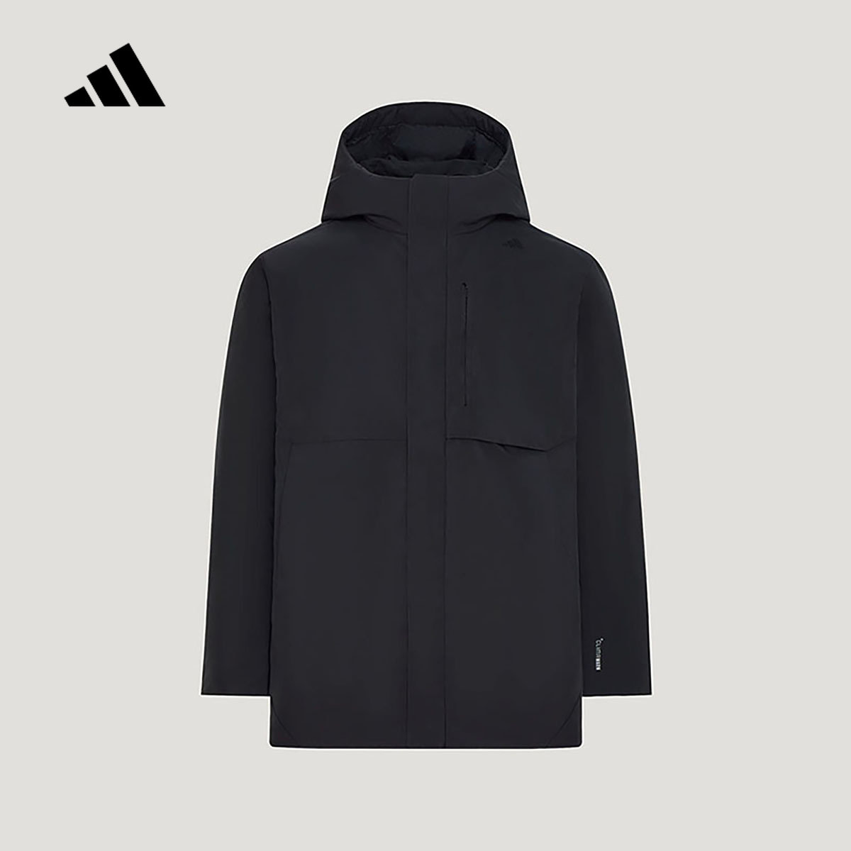 adidas阿迪达斯派克大衣中长款连帽外套夹克冬男鸭绒羽绒服KW4710