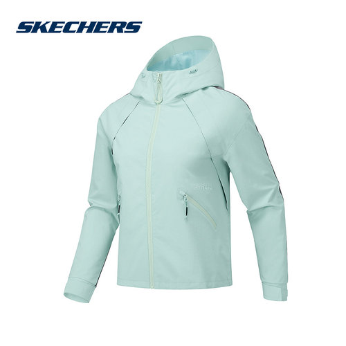 Skechers斯凯奇26春新款女子休闲运动连帽梭织外套 P126W049/01P9
