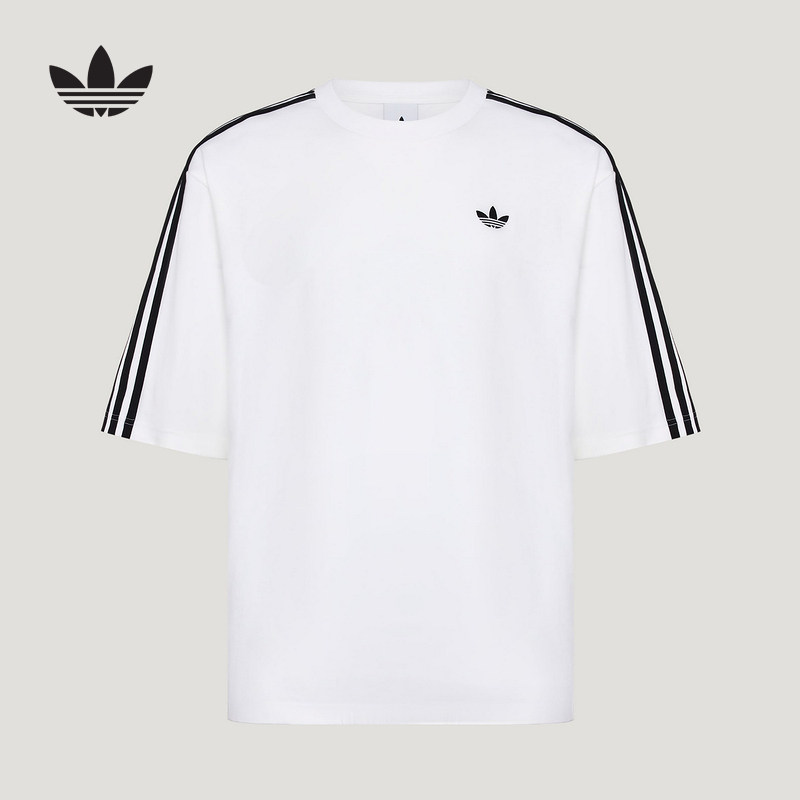 adidas阿迪达斯三叶草白色大号半袖夏男女宽松透气短袖T恤 KG6332