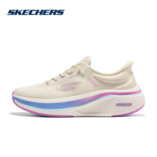 Skechers斯凯奇女士透气闪穿一脚蹬减震运动跑步鞋 129006/NAT