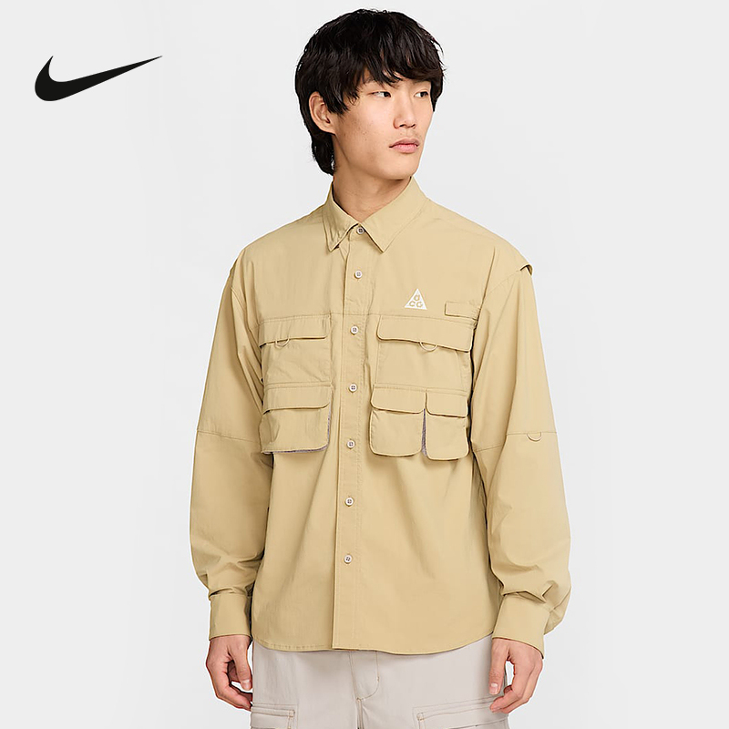 NIKE耐克男装春秋季男子长袖衬衫工装风宽松休闲外套HJ2466-297