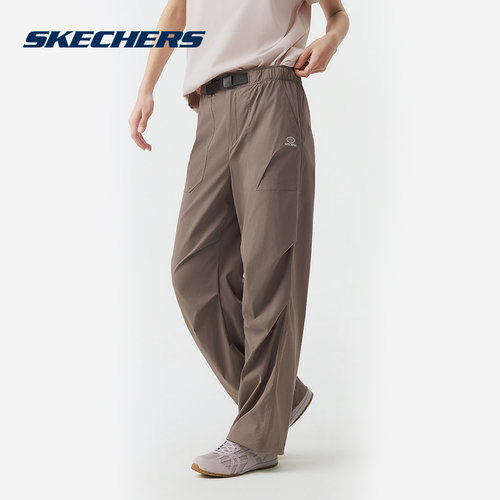 Skechers斯凯奇女裤26夏新款女士宽松舒适百搭梭织长裤 L226W044