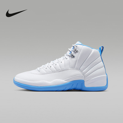 耐克男鞋Air Jordan 12 AJ12北卡蓝白复刻鞋高帮篮球鞋CT8013-112