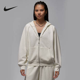 Jordan耐克外套FLIGHT女子加绒全长拉链开襟连帽衫卫衣HV0323-133