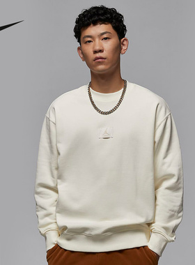 耐克薄绒卫衣黑色圆领套头连帽衫冬季厚实针织上衣FV7260-133